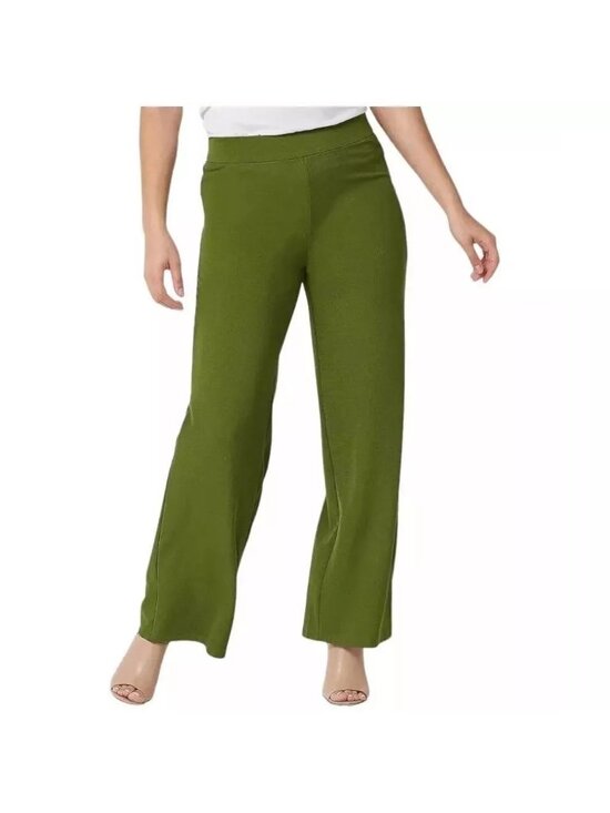 Isaac Mizrahi Live! Pants - Isaac Mizrahi Live Pants Medium Regular Pebble Knit Wide Leg Women Thyme NEW